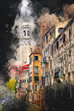 Venedik sanat eskizi çizimi eğlenceli tasarım antika retro