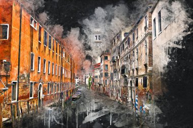 Venedik sanat eskizi çizimi eğlenceli tasarım antika retro