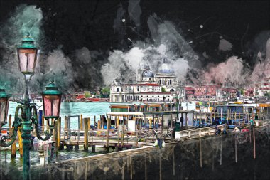 Venedik sanat eskizi çizimi eğlenceli tasarım antika retro