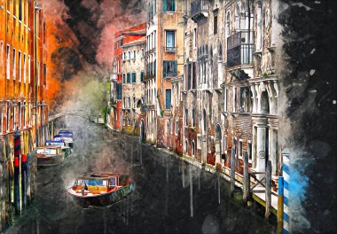 Venedik sanat eskizi çizimi eğlenceli tasarım antika retro