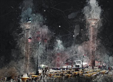 Venedik sanat eskizi çizimi eğlenceli tasarım antika retro