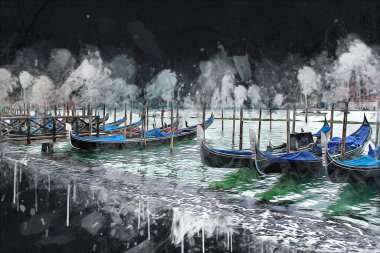 Venedik sanat eskizi çizimi eğlenceli tasarım antika retro