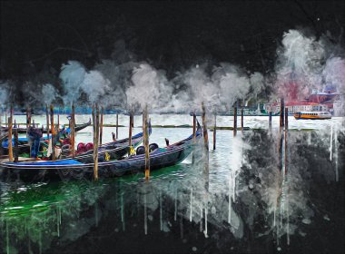 Venedik sanat eskizi çizimi eğlenceli tasarım antika retro