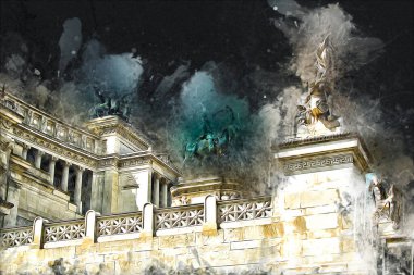 Roma İtalya sanatı eskiz çizimi eğlenceli tasarım antika retro