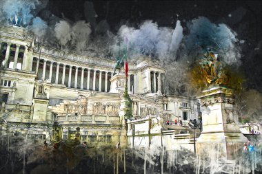 Roma İtalya sanatı eskiz çizimi eğlenceli tasarım antika retro