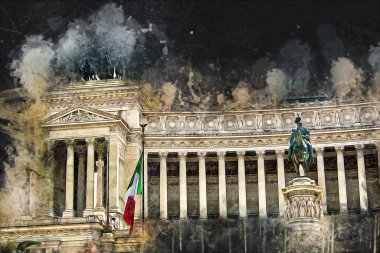 Roma İtalya sanatı eskiz çizimi eğlenceli tasarım antika retro