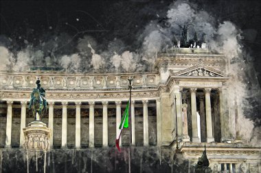 Roma İtalya sanatı eskiz çizimi eğlenceli tasarım antika retro