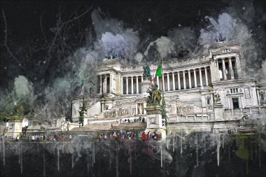 Roma İtalya sanatı eskiz çizimi eğlenceli tasarım antika retro