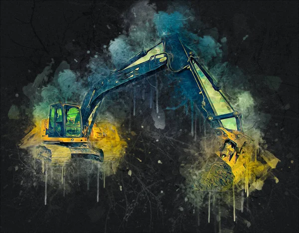 Excavator illustration color isolated art work