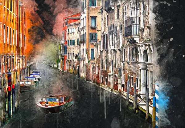 Venedik sanat eskizi çizimi eğlenceli tasarım antika retro