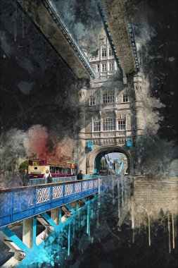 Londra 'nın büyük Ben sanat eseri çizimi, çizim, eğlenceli tasarım, antika retro