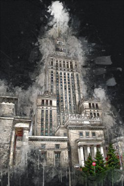 Varşova şehir manzarası dış sanat çizimi çizimi