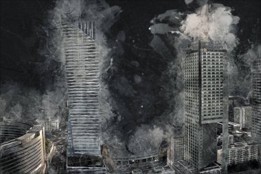 Varşova şehir manzarası dış sanat çizimi çizimi