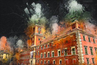 Varşova şehir manzarası dış sanat çizimi çizimi