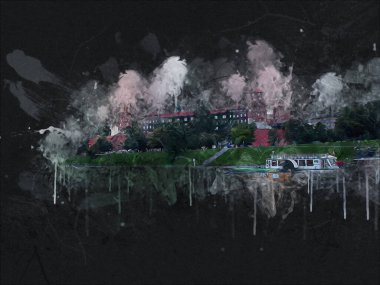 Eski şehir Krakow sanat illüstrasyonları antika