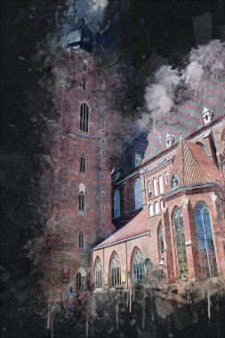 Wroclaw City Poland antika sanat eskizi çizimi