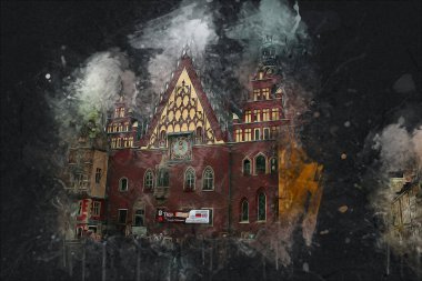 Wroclaw City Poland antika sanat eskizi çizimi