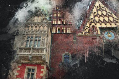 Wroclaw City Poland antika sanat eskizi çizimi