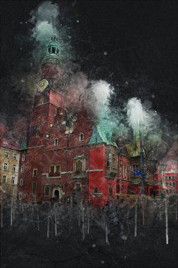 Wroclaw City Poland antika sanat eskizi çizimi