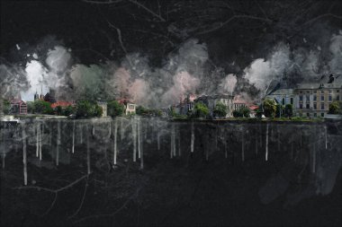 Wroclaw City Poland antika sanat eskizi çizimi