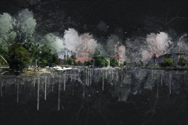 Wroclaw City Poland antika sanat eskizi çizimi