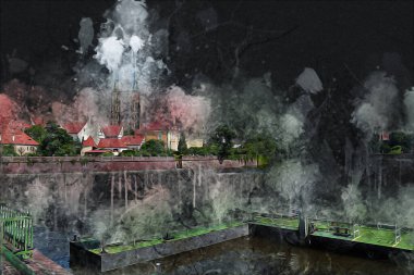 Wroclaw City Poland antika sanat eskizi çizimi