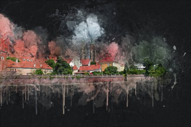 Wroclaw City Poland antika sanat eskizi çizimi