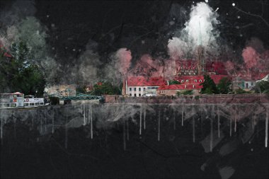 Wroclaw City Poland antika sanat eskizi çizimi