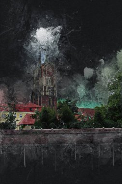 Wroclaw City Poland antika sanat eskizi çizimi