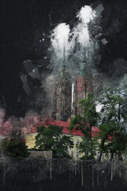 Wroclaw City Poland antika sanat eskizi çizimi