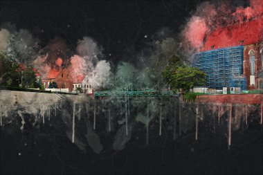 Wroclaw City Poland antika sanat eskizi çizimi