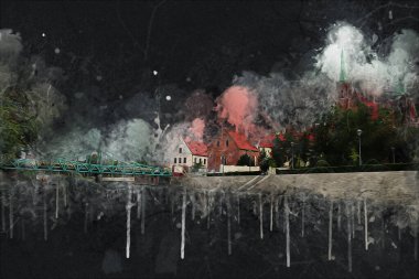 Wroclaw City Poland antika sanat eskizi çizimi