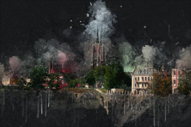 Wroclaw City Poland antika sanat eskizi çizimi