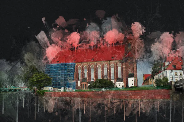 Wroclaw City Poland antika sanat eskizi çizimi