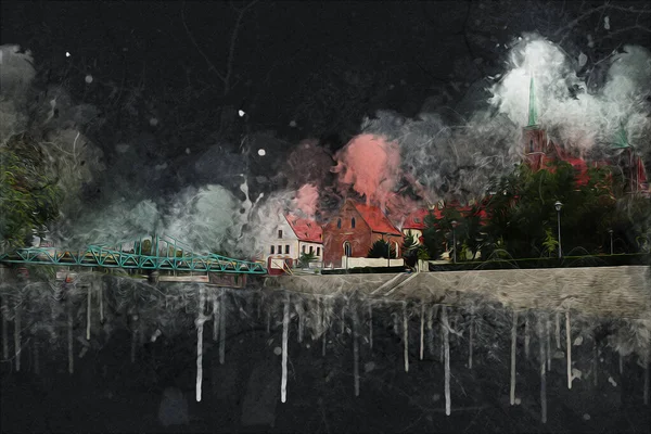 Wroclaw City Poland antika sanat eskizi çizimi