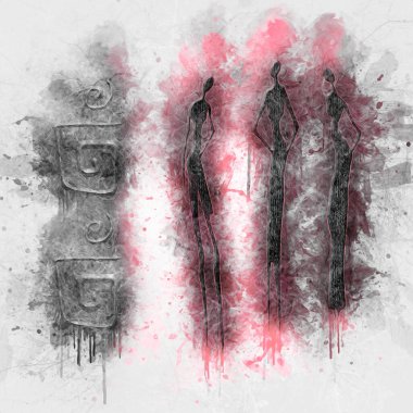 Afrikalı etnik retro-klasik illüstrasyon