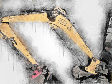 Ekskavatör illüstrasyon izole renk sanat eseri