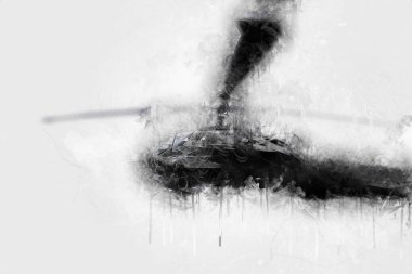 askeri helikopter resim sanatı klasiği çiziyor