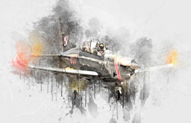 Amerikan savaş uçağı resim sanatı klasiği çiziyor.
