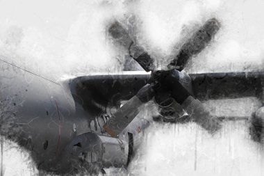 Amerikan savaş uçağı resim sanatı klasiği çiziyor.