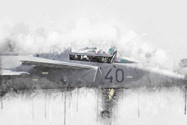 Amerikan savaş uçağı resim sanatı klasiği çiziyor.