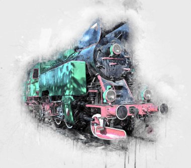 Eski buharlı lokomotif motoru antika