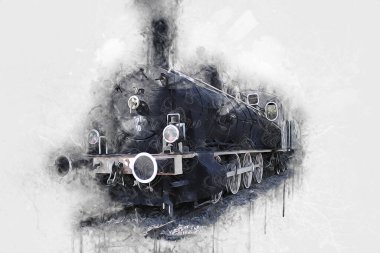 Eski buharlı lokomotif motoru antika