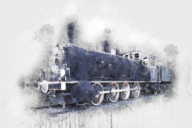 Eski buharlı lokomotif motoru antika