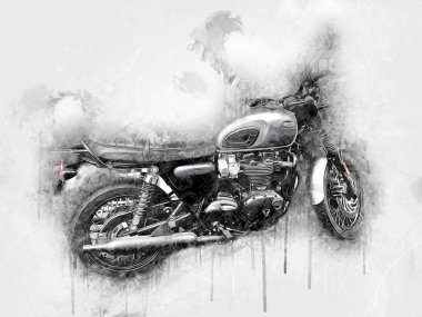 Motosiklet görüntüleme rengi izole edilmiş sanat antika retro