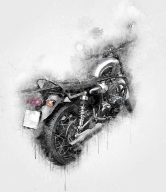 Motosiklet görüntüleme rengi izole edilmiş sanat antika retro