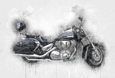 Motosiklet görüntüleme rengi izole edilmiş sanat antika retro