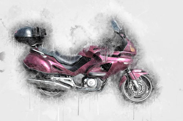 Motor cycle llustration color isolated art vintage retro