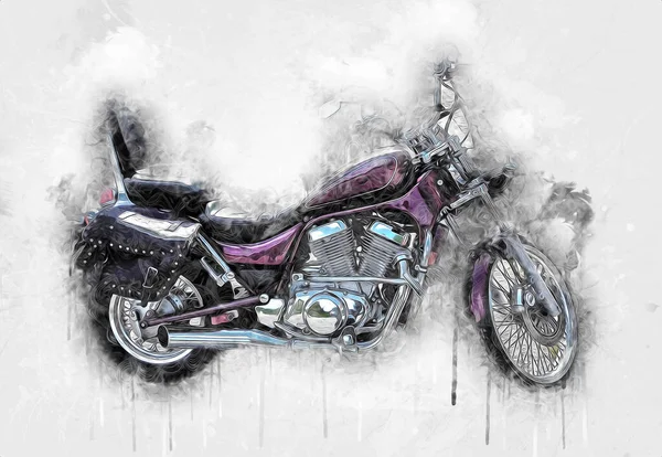 Motor cycle llustration color isolated art vintage retro