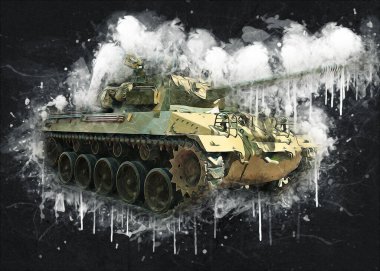 Vintage tank izole çizim sanat illüstrasyonu